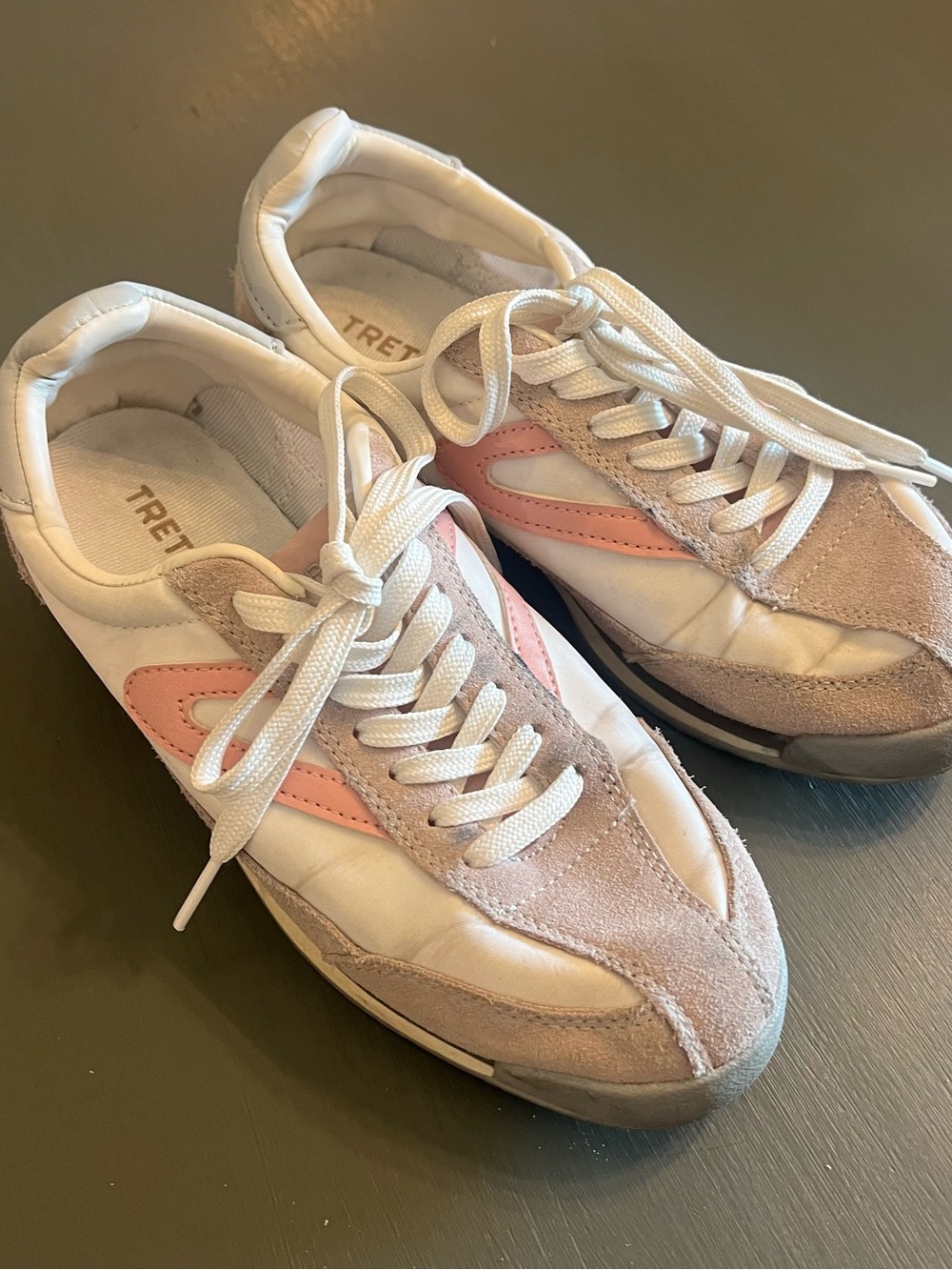 Tretorn White and Pink Women's Retro Runner Sneakers